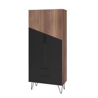 Manhattan Comfort 401AMC240 Beekman 67.32 Tall Cabinet with 6 Shelves in Brown and Black